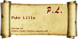 Puhr Lilla névjegykártya